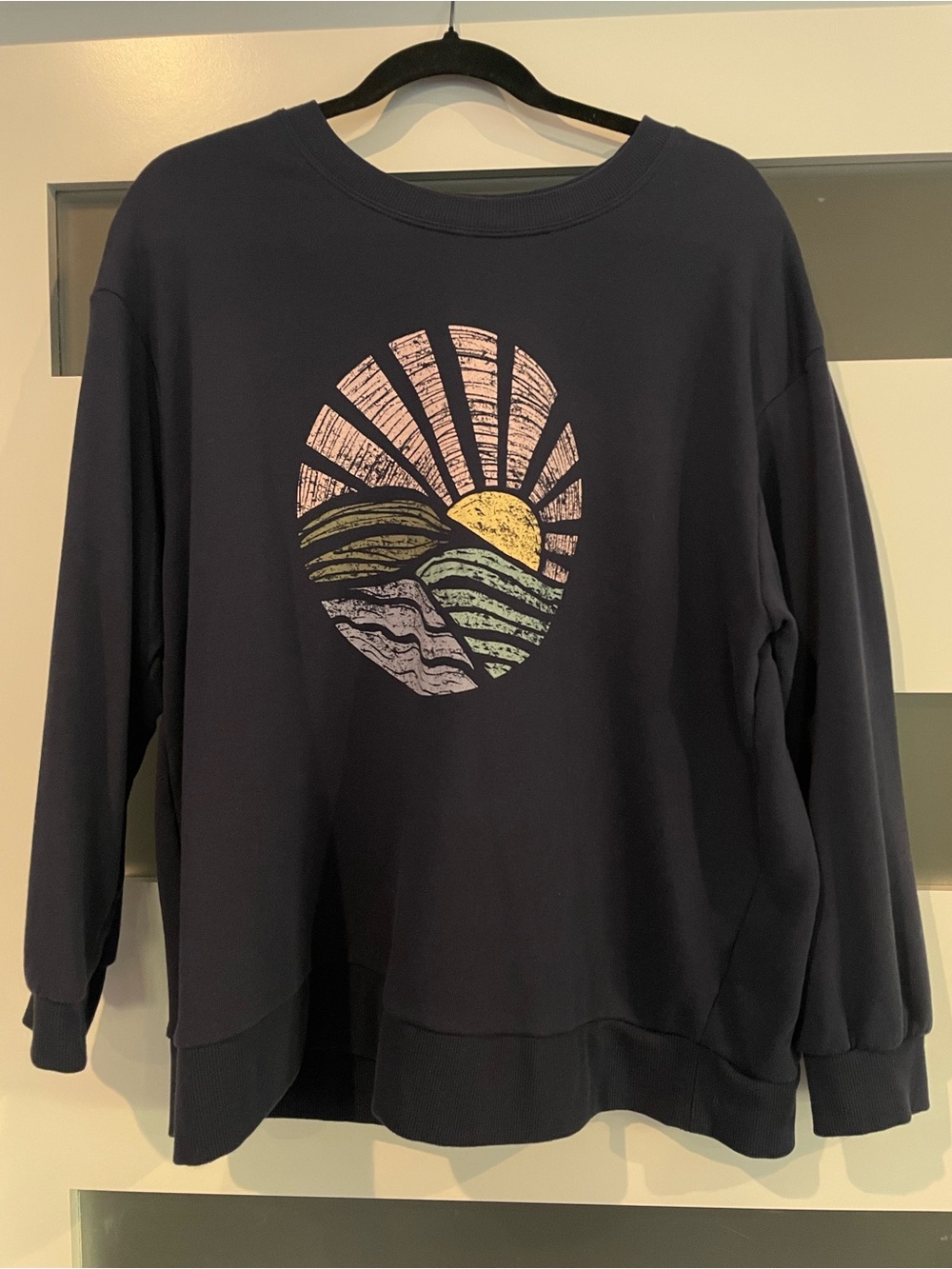 C&C California Navy Pullover Sweatshirt with Sunrise Graphic